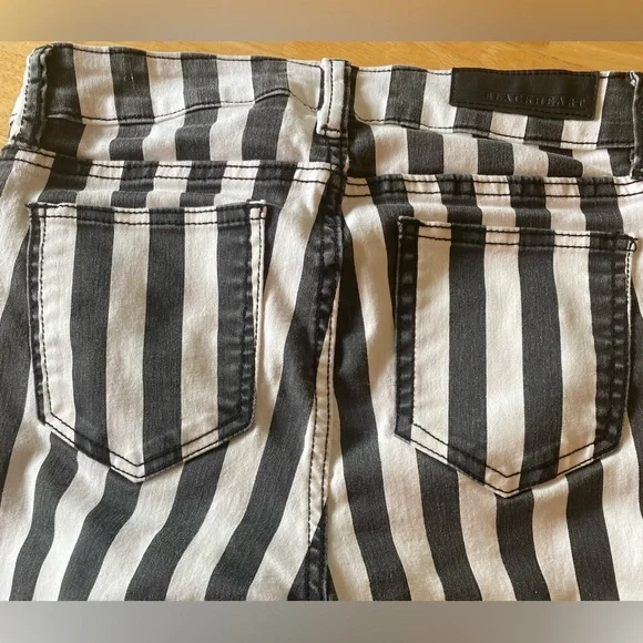 Blackheart Black & White Stripe Zippered Stingerette Jeans Juniors Size 1 GUC - Picture 12 of 12